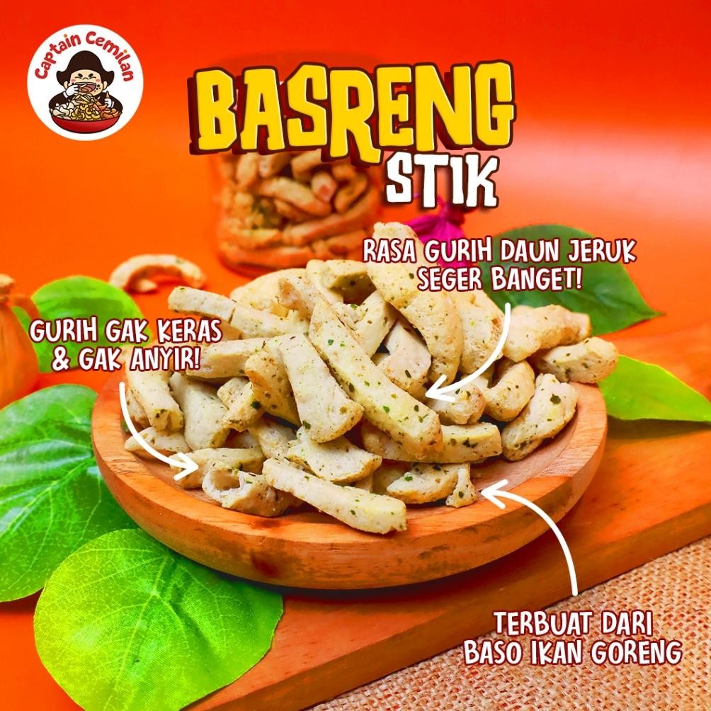 

nl-8 1Kg Basreng Stik Original Daun Jeruk Renyah Kriuk Baso Goreng Rempah Captain Cemilan Snack Kiloan Berkualitas