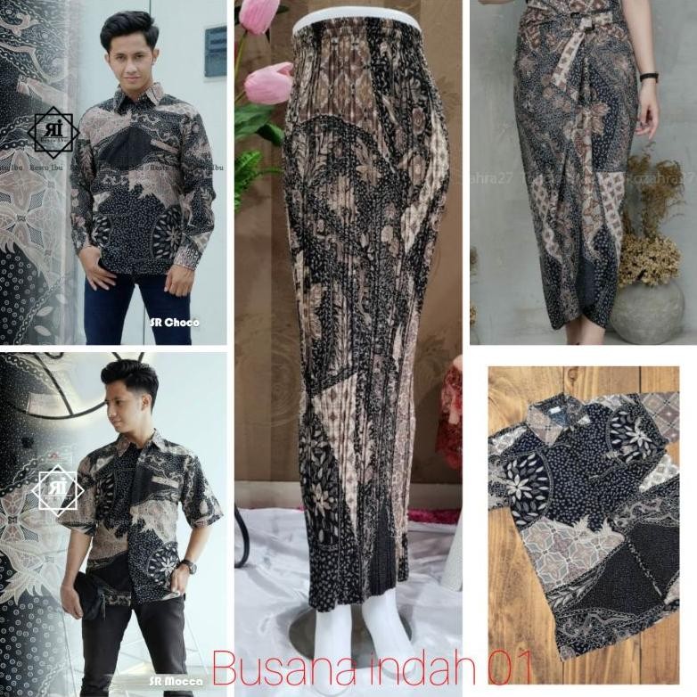 Couple Batik / Batik Modern / Seragaman Batik Motif Seroja Mocca