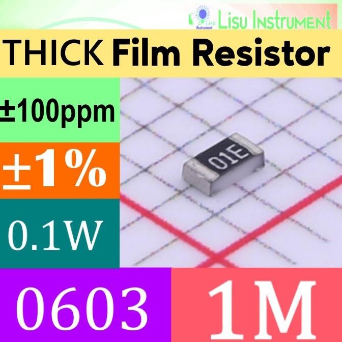 Baru (25) 1M 0603 1% Thick Film Resistors SMD Chip Resistor 1004 1M lisu992