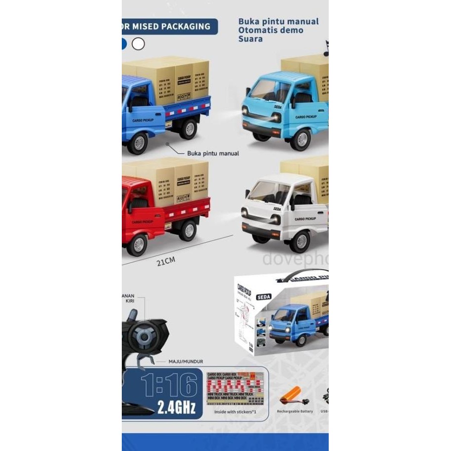 MAINAN MOBIL REMOTE KONTROL TRUK CARGO SUZUKI CARRY PICK UP RC CAR Terlaris