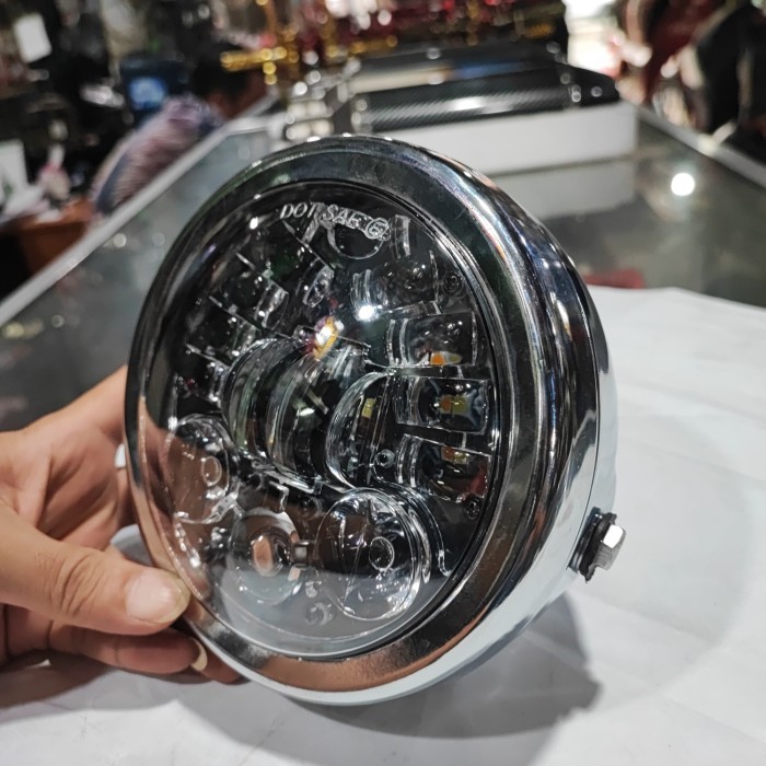 Lampu Daymaker 5,7 inch, Lampu Led Daymaker Motor + Kedok Chrome