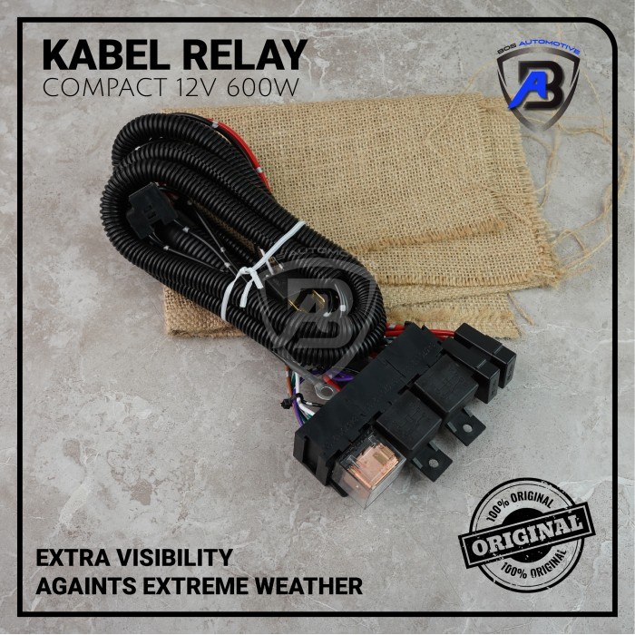 KABEL RELAY SET HELLA LAMPU DEPAN HEADLAMP MOBIL H4 3 RELAY ORIGINAL