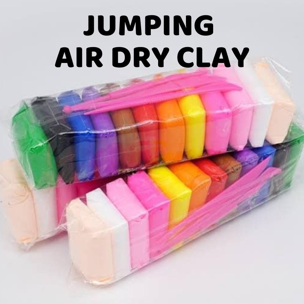 Air Dry Magic Jumping Clay 12 Pcs Free 3 Tools Super Soft Light Polymer Polimer Diy Mainan Bahan Wax