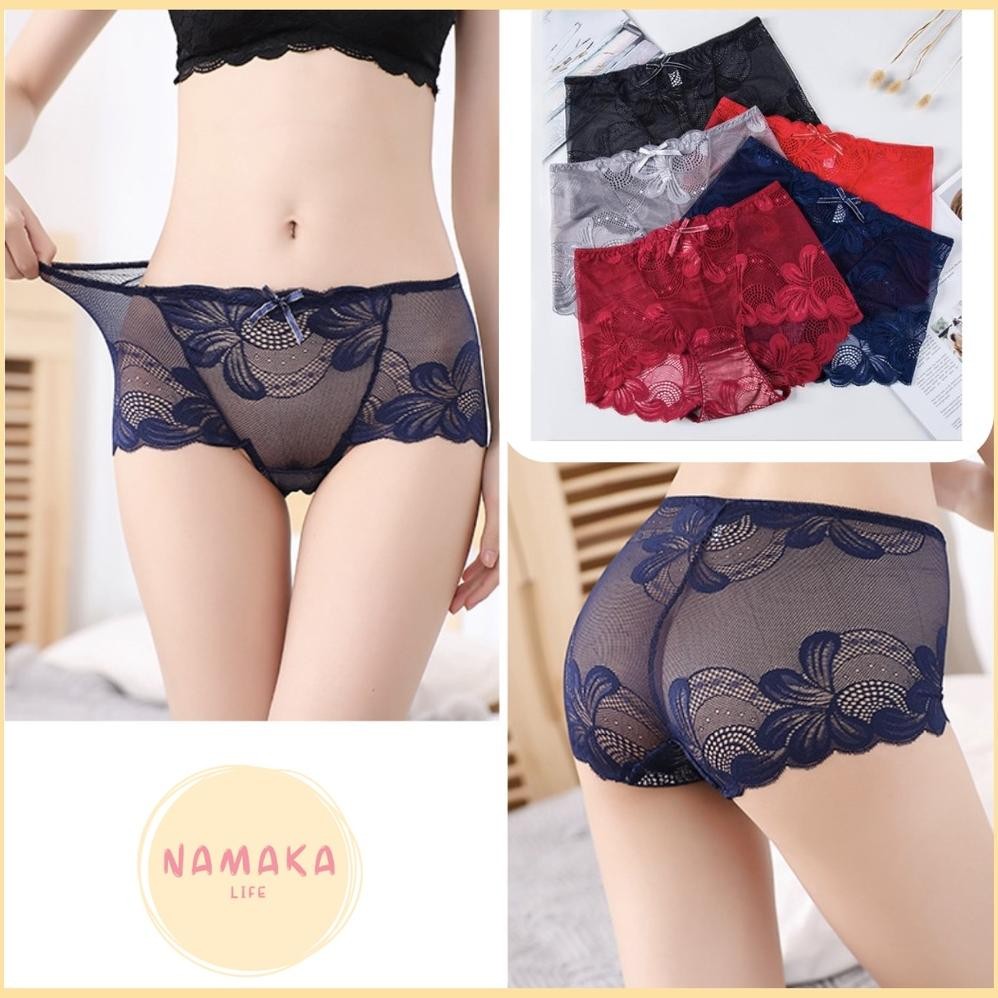 Celana Dalam Hot Lingerie Lace Brokat High Waist Cd Panty Sexy Seksi Hot Transparant Transparan Jari