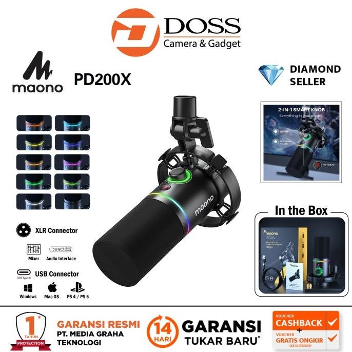Maono Pd200X Usb/Xlr Dynamic Microphone Maono Pd 200X New Stok