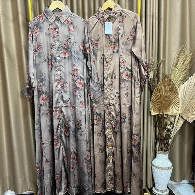 Sale Now Lny Vivian Gamis Spesial Raya Bahan Sutra Silk All Size Xl Mewah Original