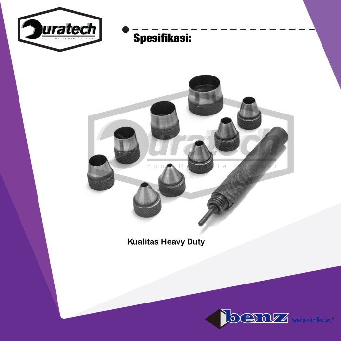 

Hollow Punch sets 10pcs / Betel Plong Set / Pembolong plat Benz Werkz