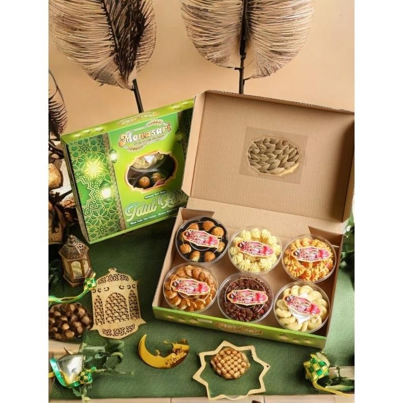

Monasari Paket Kue Kering - Hampers bingkisan kue lebaran 6 toples