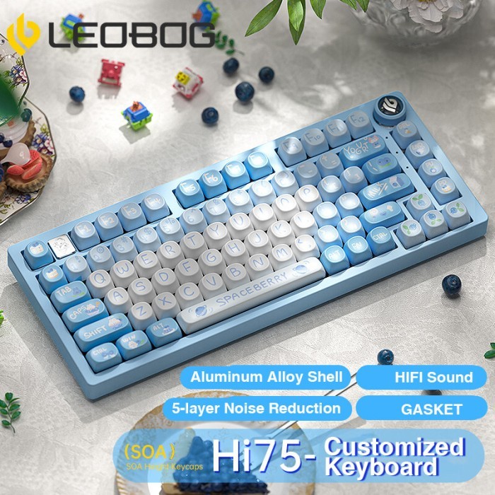 BEBAS ONGKIR - LEOBOG Hi75 V3 SPACEBERRY Gasket Mounted Aluminum Alloy Hot-Swap RGB FULL SET