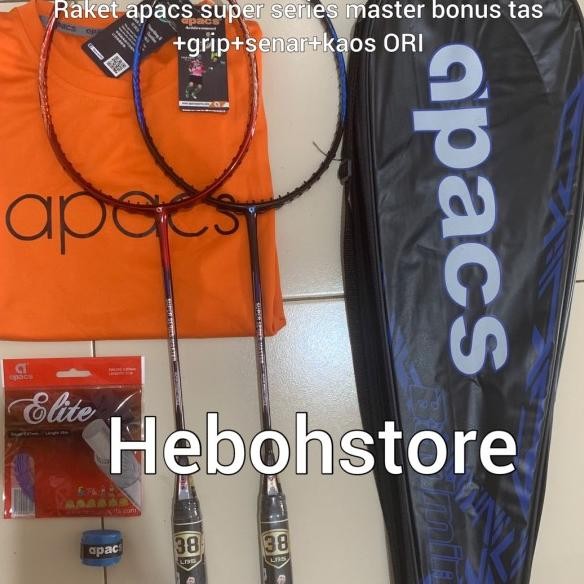Raket Badminton APACS SUPER SERIES MASTER 38 Lbs +TAS+SENAR+GRIP+KAOS Terlaris