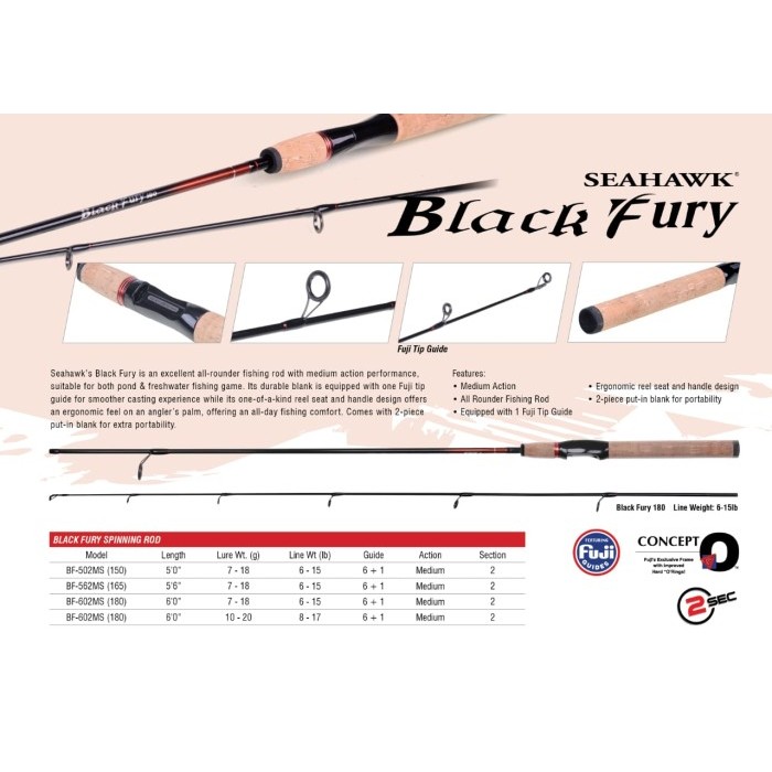 Joran Pancing Seahawk Black Fury 150/165/180cm GALATAMA SERIES