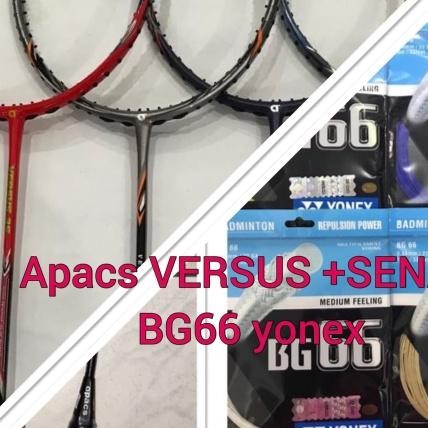 RAKET BADMINTON APACS VERSUS 55/77 +BONUS SENAR YONEX BG66 ORIGINAL Terlaris