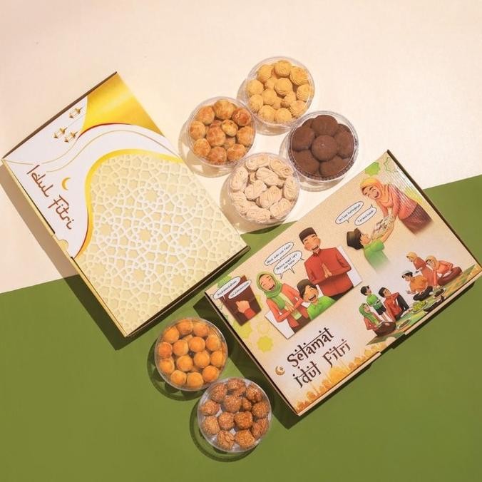 Inc Ppn- Kardus Lebaran Isi 6 Toples 250 Gr Box Kue Kering Hampers Idul Fitri Grab/Gosend BPS