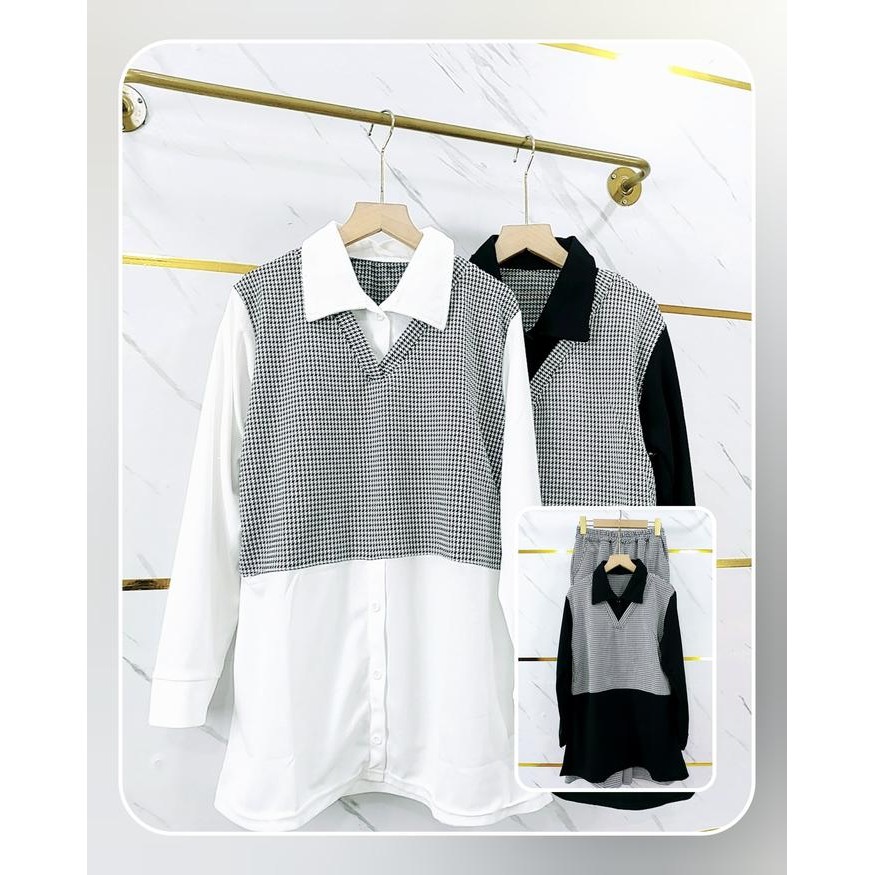 Tos 2902-Setelan Oneset Wanita Dewasa - Set Rompi Kotak & Celana Cutbray #Setelan Baju Celana Wanita