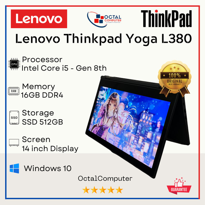 Lenovo Thinkpad Yoga L380 Core I5 Gen 8 16Gb Ssd512Gb Murah Bergaransi