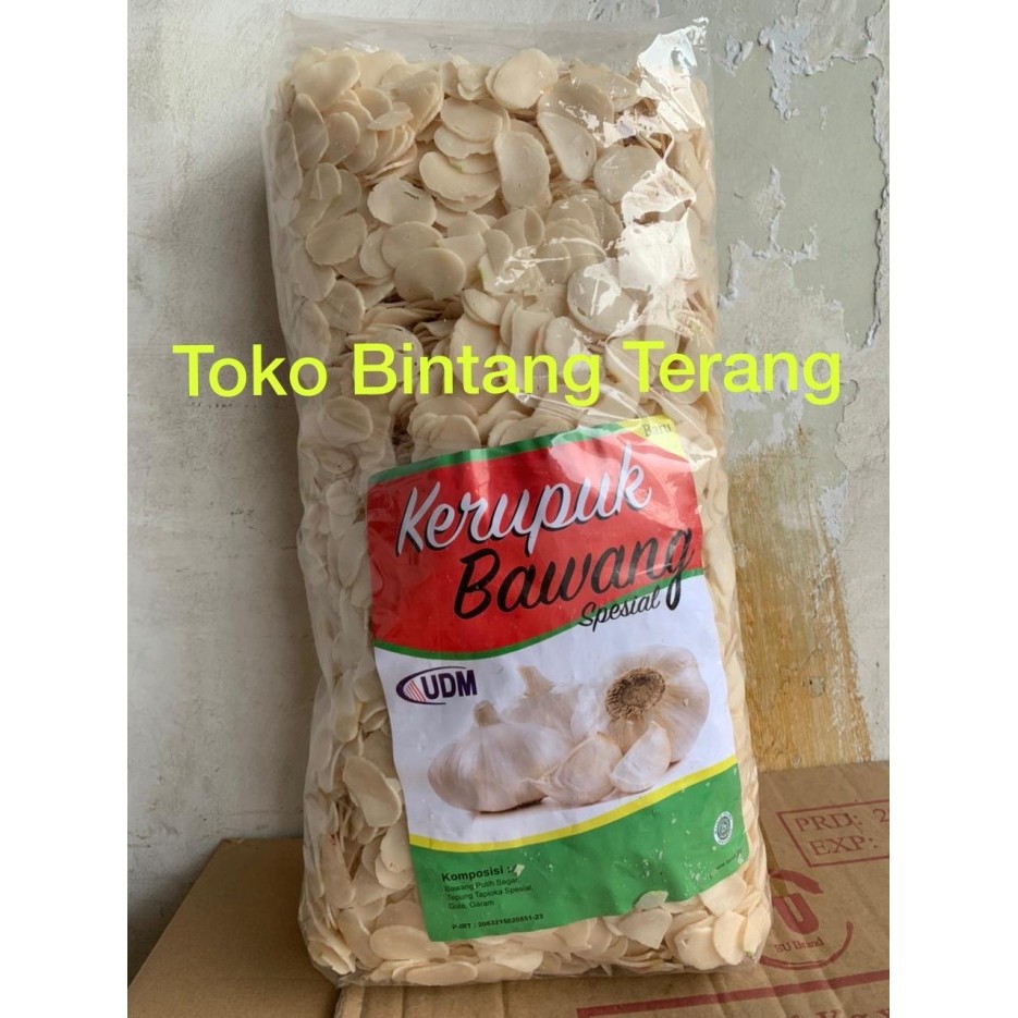 

KERUPUK / KRUPUK BAWANG PUTIH SPESIAL UDM 1 BAL BALL 5 KG DUS KARTON