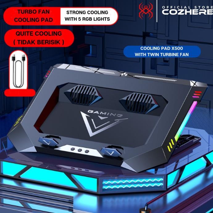 Cooling Pad Laptop Gaming Kipas Pendingin Laptop Turbocharged RGB LED