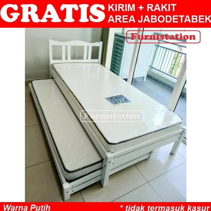 CO Single Bed / Ranjang Single / Tempat Tidur Kayu Tunggal +Sorong 90x200