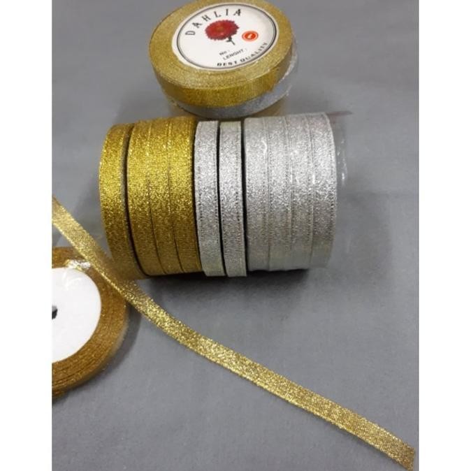 

=====] Pita Kain / Pita Kado Kecil Warna Gold / Silver 1 cm