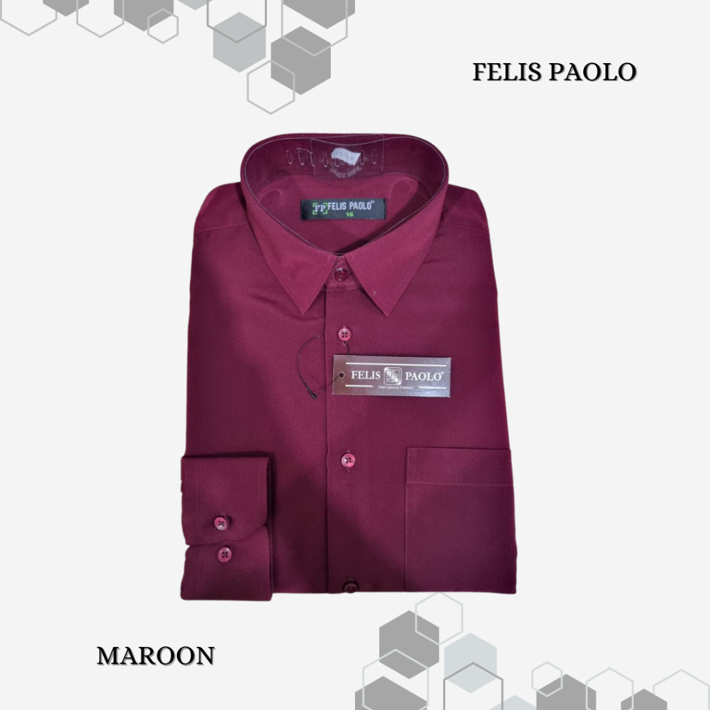 KEMEJA KANTOR PRIA FELIS PAOLO AILUPAO - KEMEJA MAROON  FORMAL LENGAN PANJANG POLOS - KEMEJA BAHAN A