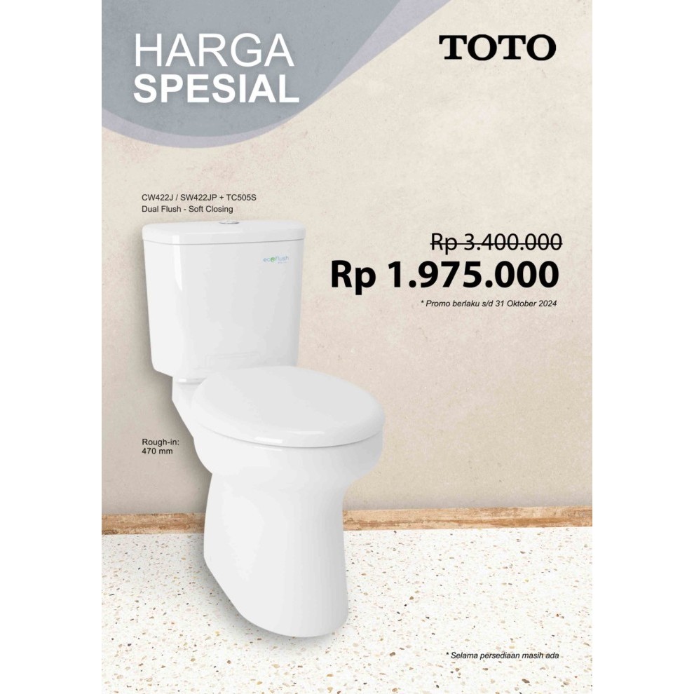 READY CLOSET DUDUK TOTO CW 422 J + SW 422 JP / CW422J + SW422JP ORDER