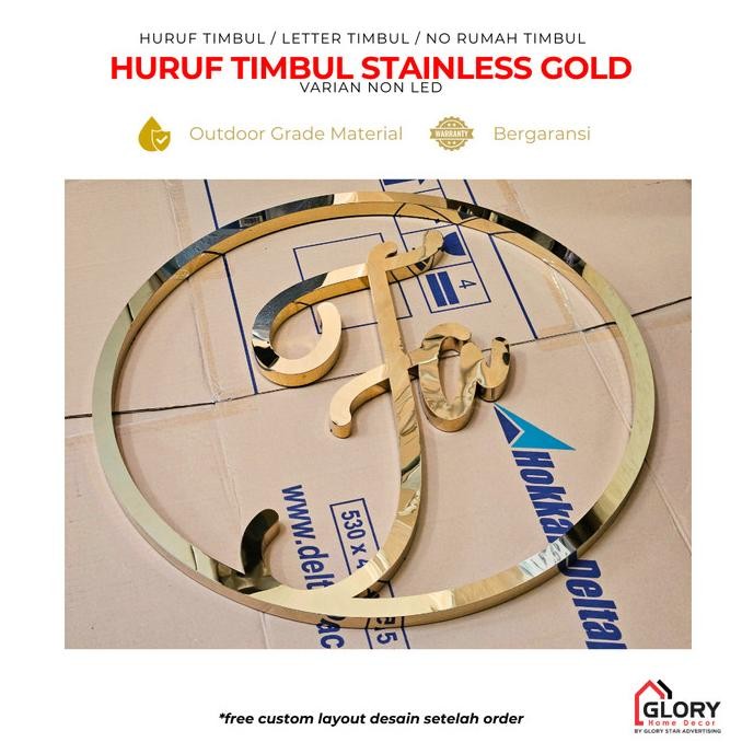 TERMURAH - Letter Sign / Huruf Timbul Stainless Gold 201