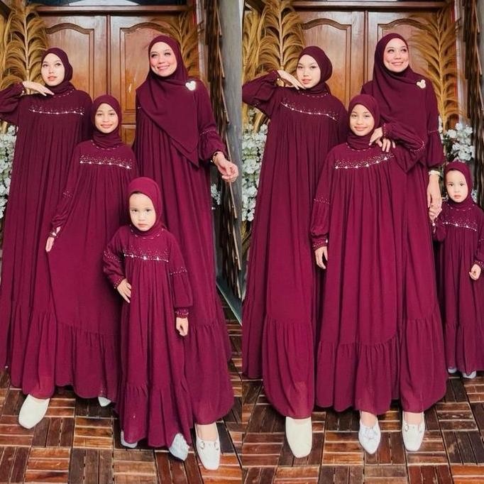 Terbaru Gamis Muslim Wanita Aries Dengan Hijab By Ohc Gamis Ibu  Dan Anak Untuk  Usia 2-18 Tahun - D