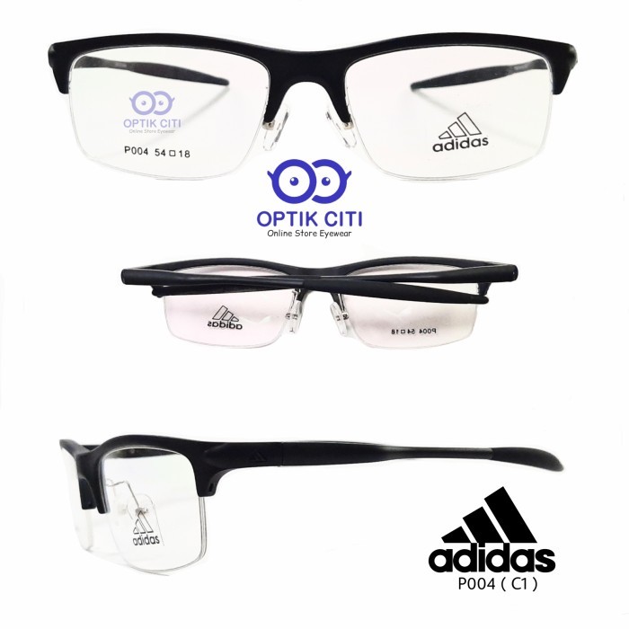 Frame Kacamata Pria Sporty Adidas 004 Half Frame Besar Grade Original