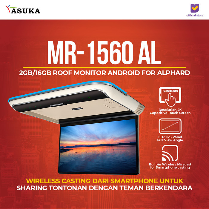Bisa Grab Mirai Mr 1560 Al Roof Monitor Android For Alphard 2/16Gb 15.6 Inch