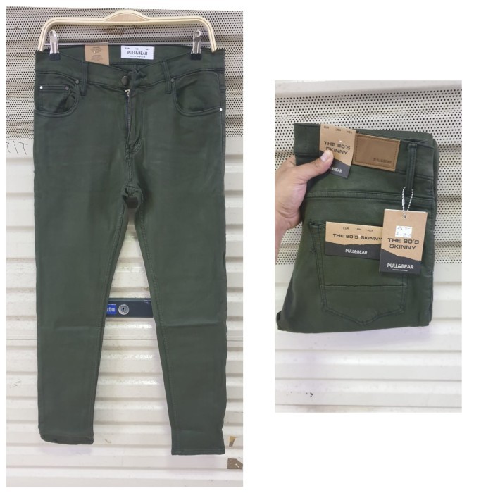 Celana Jeans Green Army Pria Skinny Fit Soft Jeans Hijau Army