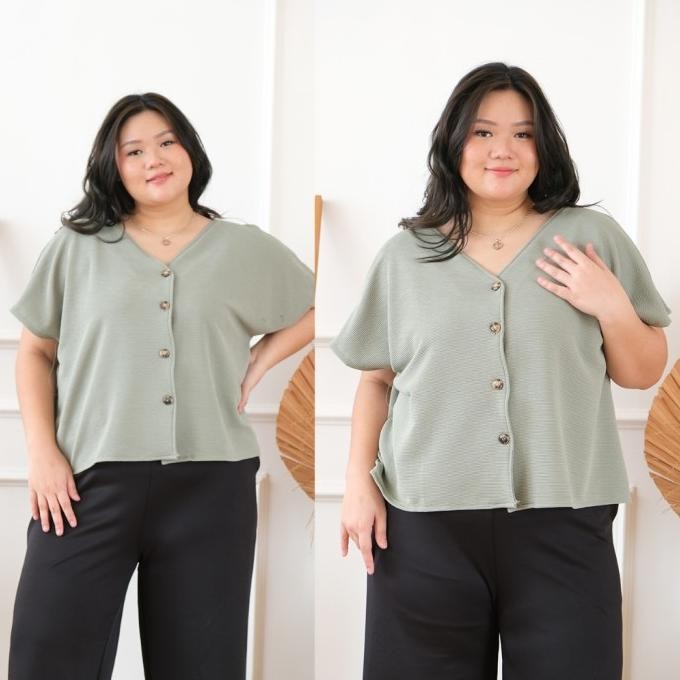 Terlaris Amber Top Baju Atasan Jumbo Ld 130 - 160 Blouse Jumbo Wanita Knit Ready Stok