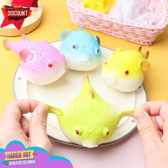 FLASH SALE MAINAN SQUISHY IKAN PUFFER FISH POP IT SILICON AMAN LENTUR ANTI STRESS