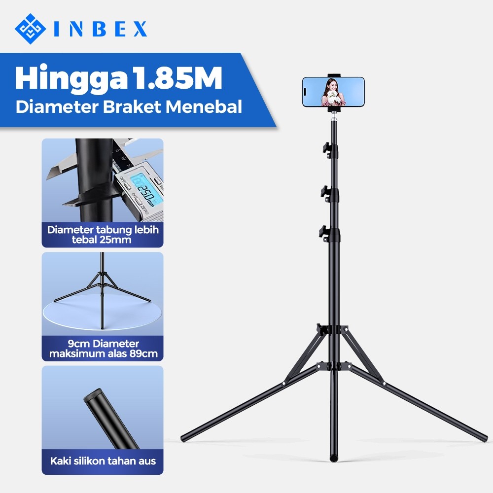 INBEX 1.85m 2.8m Profesional Tripod Dudukan Ponsel 3 Kaki Multifungsi Tripod