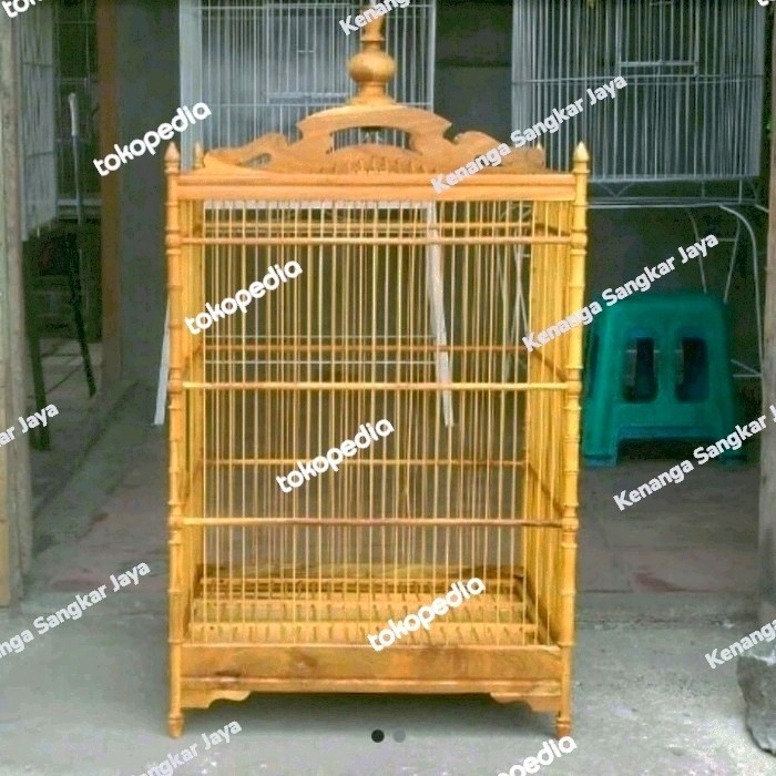 KANDANG BURUNG KOTAK PERNISAN KAYU JATI NO 1 FULL SET KODE 20