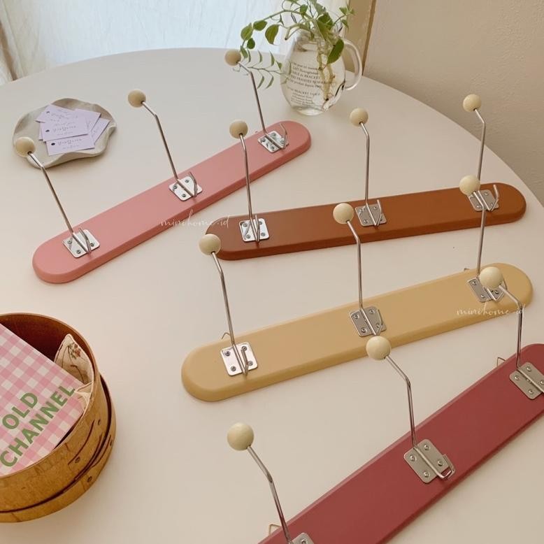 MINIHOME Korean Capstock Coat Hanger Kapstok Aesthetic Home Decor Gantungan Baju Ala Korea Wooden Ho