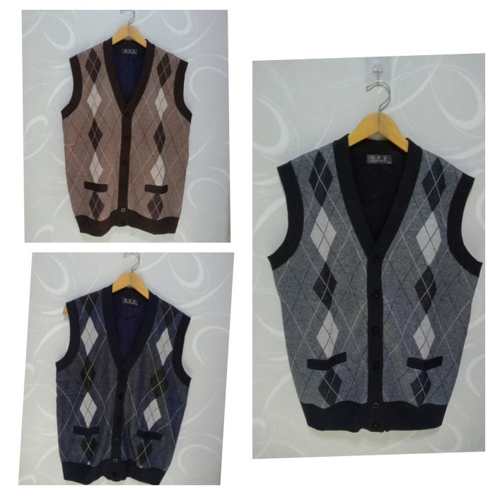 Rompi Pria Import Rompi Rajut Kancing Vest Rajut Size Xl-3Xl
