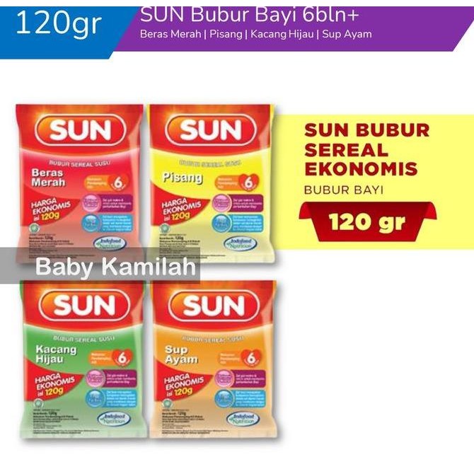 

READY [LIVE] SUN BUBUR BAYI 6 BULAN KEMASAN EKONOMIS 120GR / BUBUR BAYI SUN 6 BULAN KEMASAN EKONOMIS 120GR RASA PISANG BERAS MERAH KACANG HIJAU DAN SUP AYAM