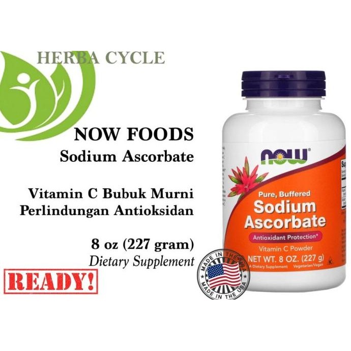 Baru Now Foods Sodium Ascorbate Powder 227g Vitamin C Bubuk Vit C Ori USA