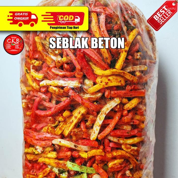 

GRATIS ONGKIR 500GR SEBLAK KERUPUK BETON DAUN JERUK Cemilan Pedas Food Camilan