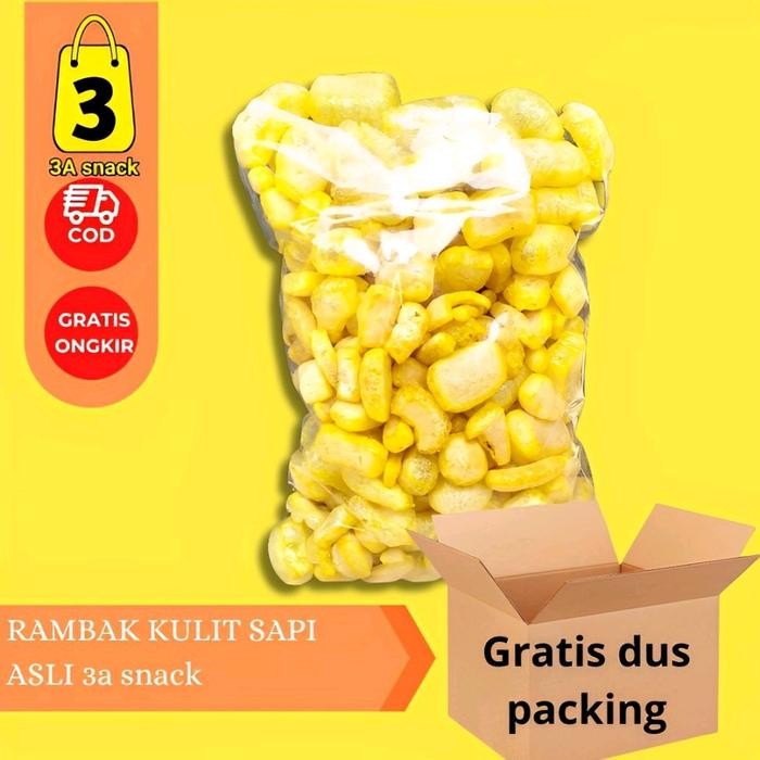 

PRODUK TERBATAS 3a RAMBAK KULIT ASLI Camilan Kerupuk Sapi Food Crispy Cemilan kerupuk dorokdok Snack