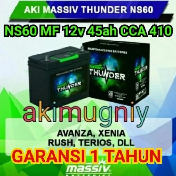 Aki Mobil Massiv Thunder Ns60 Aki Kering Apv Carry Avanza Xenia Terios Berkualitas