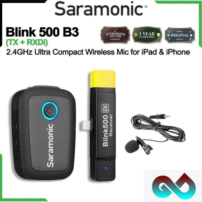 Saramonic Blink 500 B3 (Tx+Rxdi) Mini Wireless Mic For Iphone Ipad New Stok