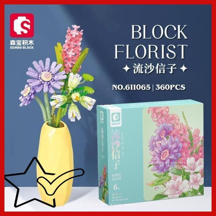 [KHR] SEMBO 611065 BREEZE AND HYACINTH FLOWER BRICK BLOCK BUNGA