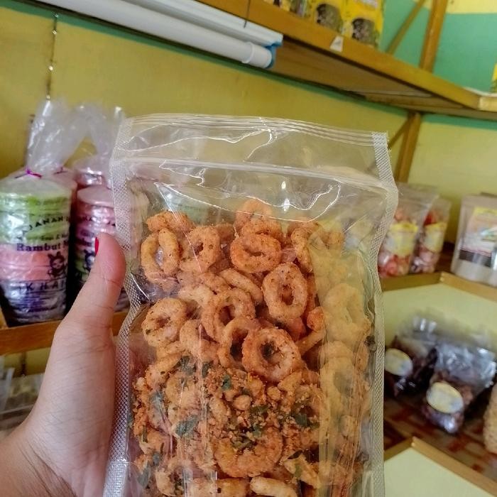 

PRODUK TERBATAS PROMO 200 gram Kelanting udang/cincin udang pedas Snacks Food