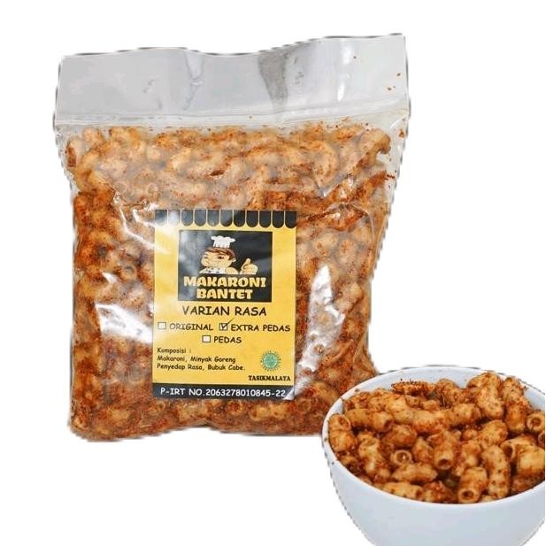 

TERMURAH Makaroni Bantet Spesial 250gram Asli Tasikmalaya Cemilan Macaroni Snack Pedas Goreng Food