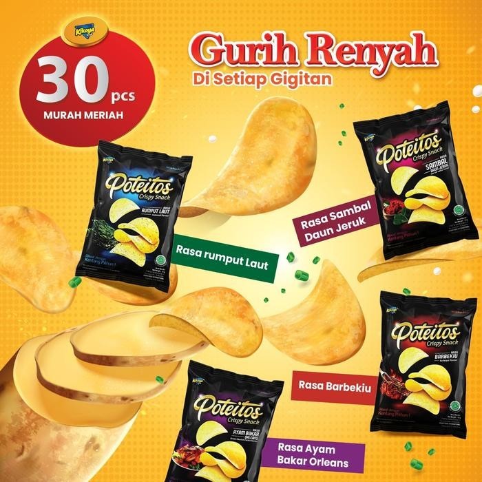 

BERMUTU NeW 30 PCS POTEITOS Kerupuk Keripik Kentang Cemilan Viral Rencengan Murah Snack Food Pedas