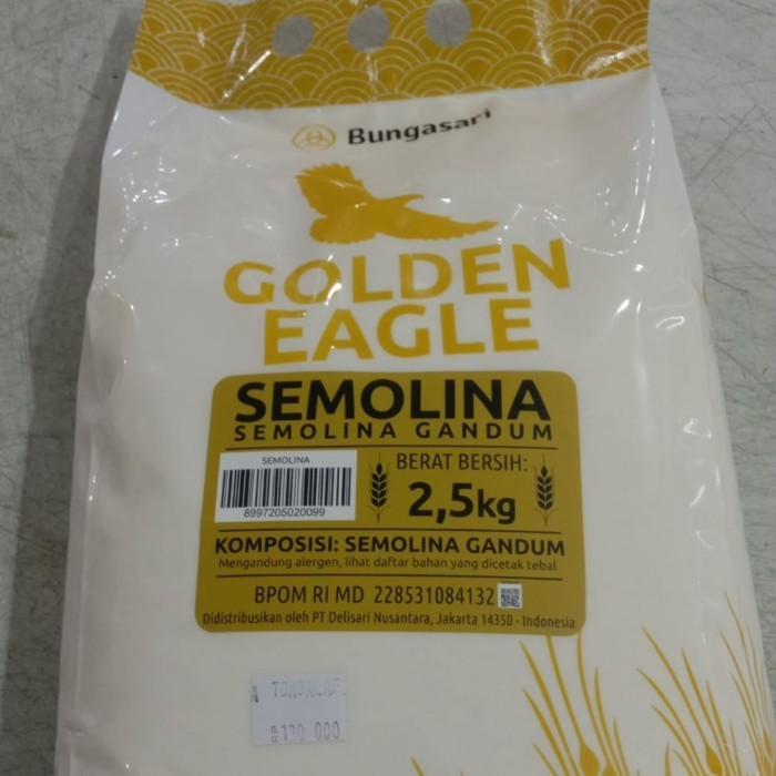 

Tepung Semolina Gandum Golden Eagle Bungasari 2,5kg
