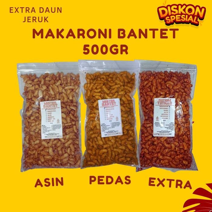 

BERMUTU Makaroni Bantet 500gr Pedas Daun Jeruk / Khas Tasikmalaya / Mister Bantet / food snacks