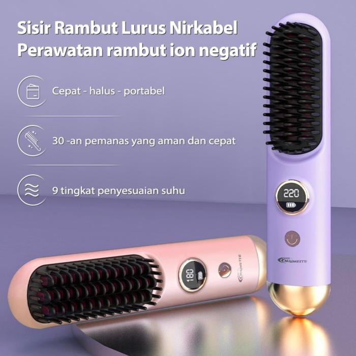 Maimeite Sisir Catok Pelurus Rambut Elektrik Comb Sisir Pelurus Rambut Tanpa Kabel Cordless