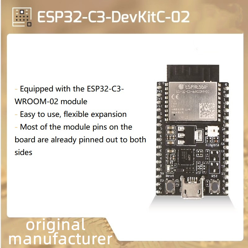 TAM ESP32-C3-DevKitC-02 development board, equipped with ESP32-C3-WROOM-02 / 02U module optional